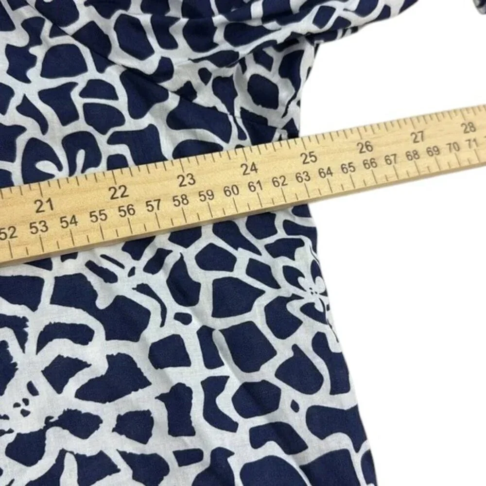 Hanna & Gracie Top Deep Blue Geo Print V-Neck 100% Cotton Size XXL - Picture 3 of 9
